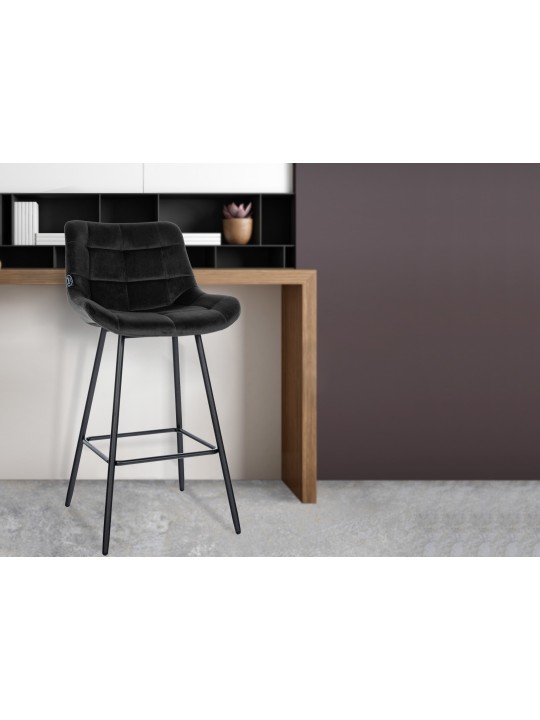 Scaun de bar Weston catifea, negru