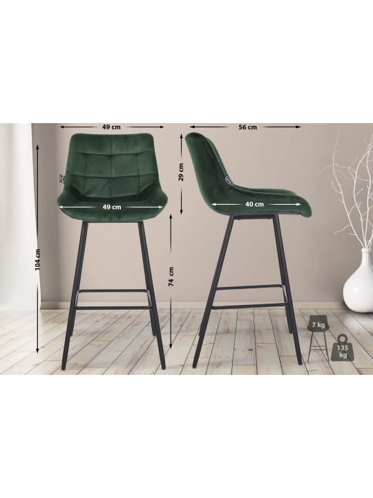 Scaun de bar Weston catifea, verde închis