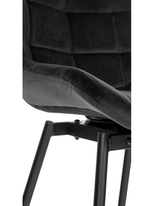 Scaun de bar pivotant Weston, catifea, negru
