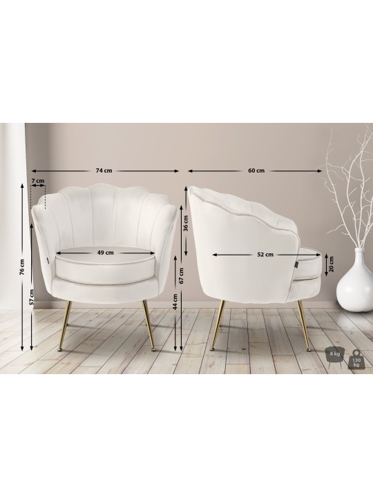 Scaun Rosita catifea, crem