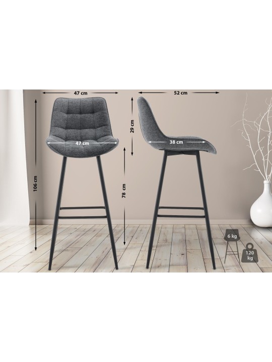 Scaun de bar țesătură Dartford, gri închis
