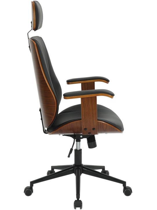 Scaun de birou Lugo imitatie piele, nuc/negru