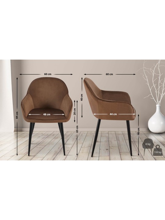 Set 2 scaune din catifea Boise, maro Set 2 scaune din catifea Boise, maro
