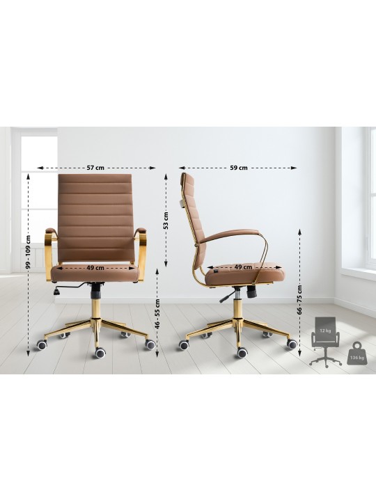 Scaun de birou Havana imitatie piele, maro deschis