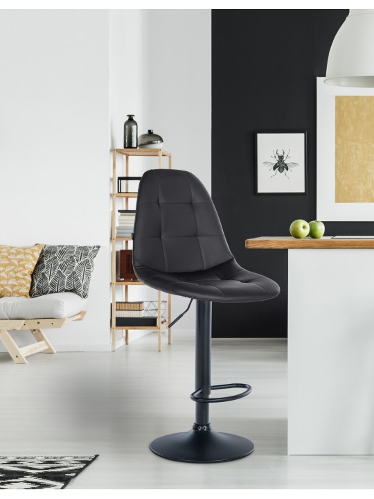 Scaun de bar Elmore imitatie piele B, negru