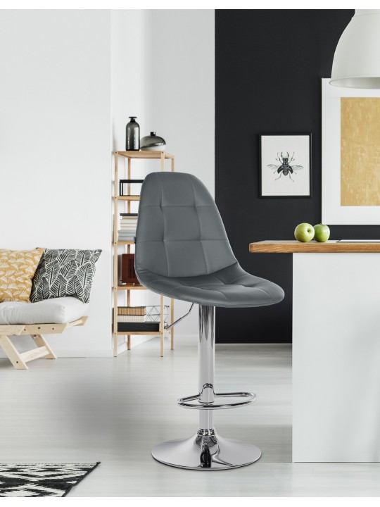 Scaun de bar Elmore imitatie piele C, gri