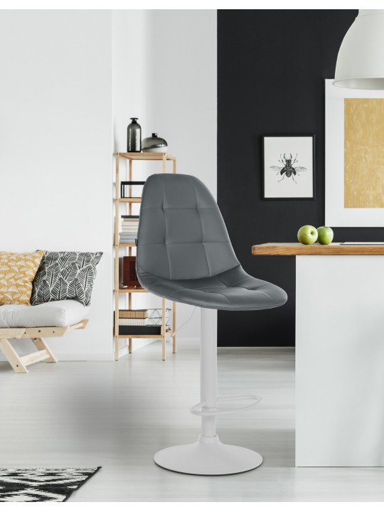 Scaun de bar Elmore imitatie piele W, gri