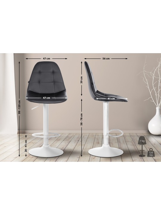 Scaun de bar Elmore imitatie piele W, negru