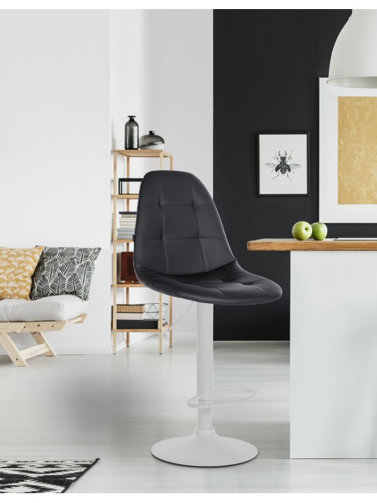 Scaun de bar Elmore imitatie piele W, negru
