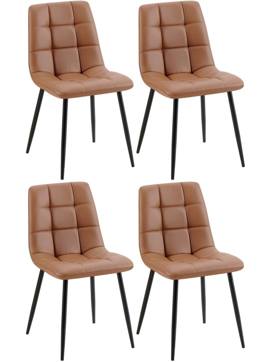Set 4 scaune din imitatie piele Antibes, maro închis