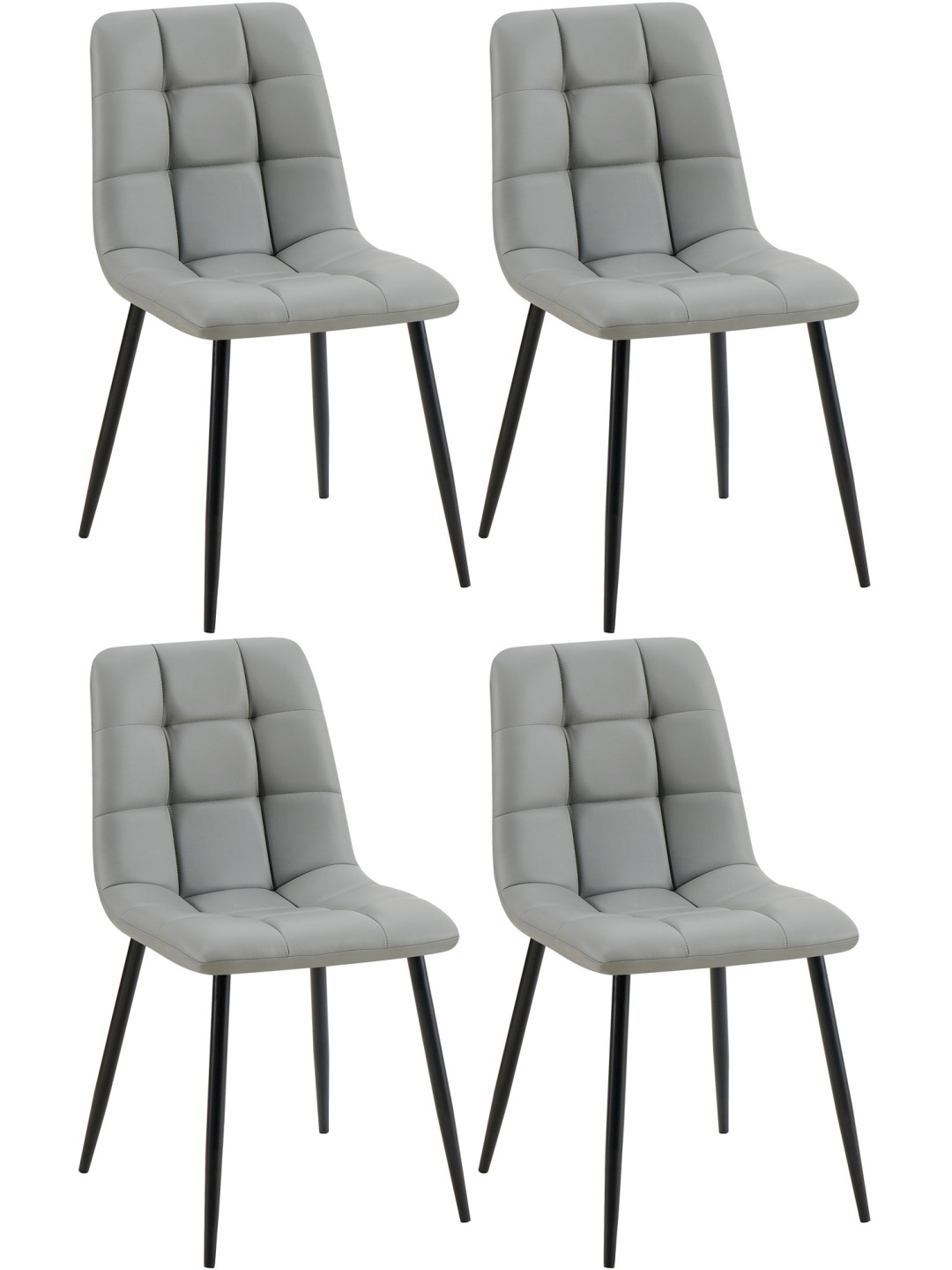 Set 4 scaune din imitatie piele Antibes, gri deschis