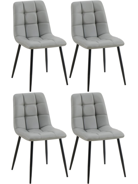 Set 4 scaune din imitatie piele Antibes, gri deschis Set 4 scaune din imitatie piele Antibes, gri deschis