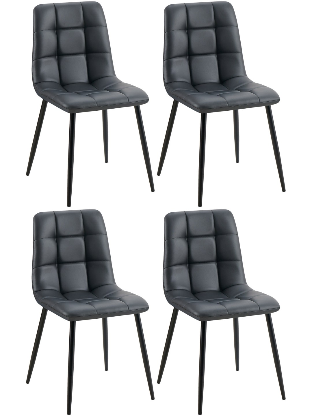 Set 4 scaune din imitatie piele Antibes, negru