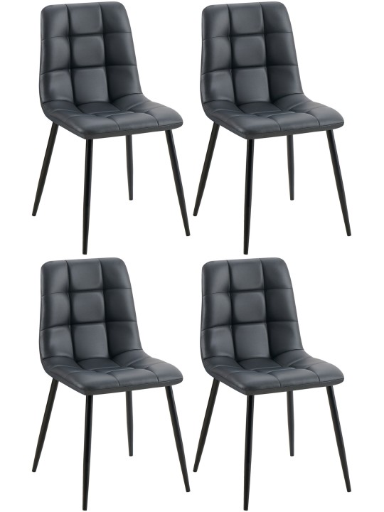 Set 4 scaune din imitatie piele Antibes, negru Set 4 scaune din imitatie piele Antibes, negru