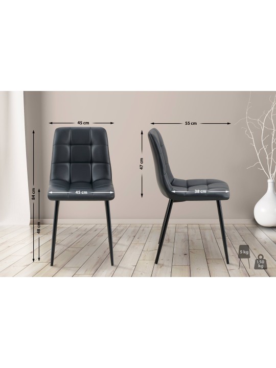 Set 4 scaune din imitatie piele Antibes, negru Set 4 scaune din imitatie piele Antibes, negru