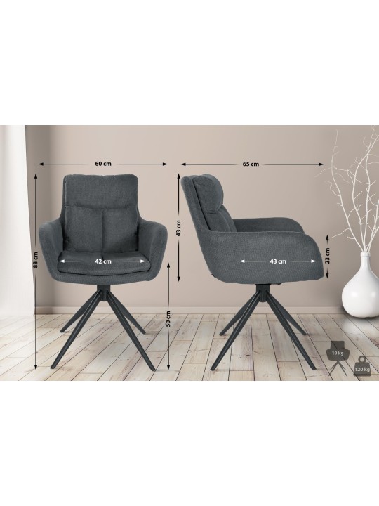Scaun de sufragerie Vilas stofa, gri închis Scaun de sufragerie Vilas stofa, gri închis