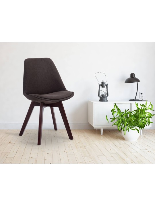 Scaun vizitator țesătură din nuc Borneo V2, gri închis