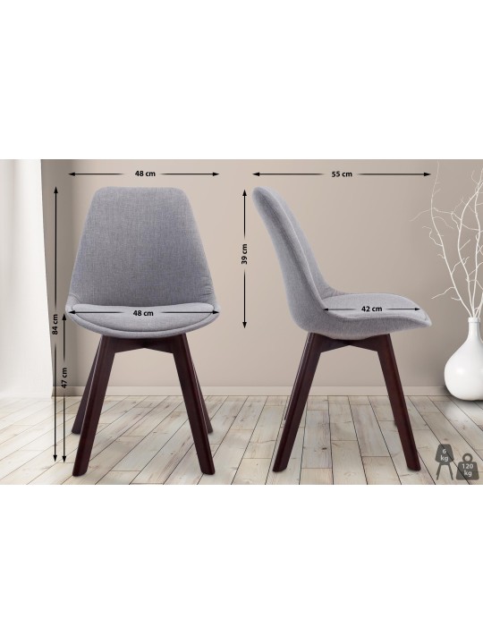 Scaun vizitator țesătură din nuc Borneo V2, gri