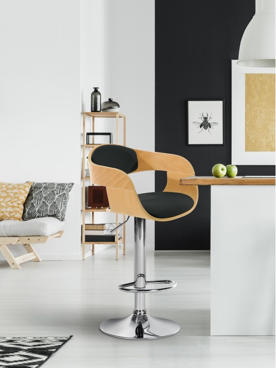 Scaun de bar Kingston C, natural/negru