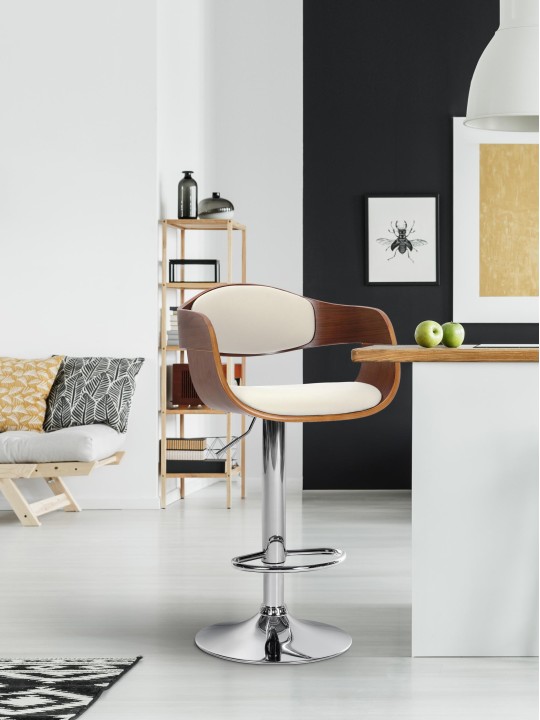 Scaun de bar Kingston C, nuc/alb