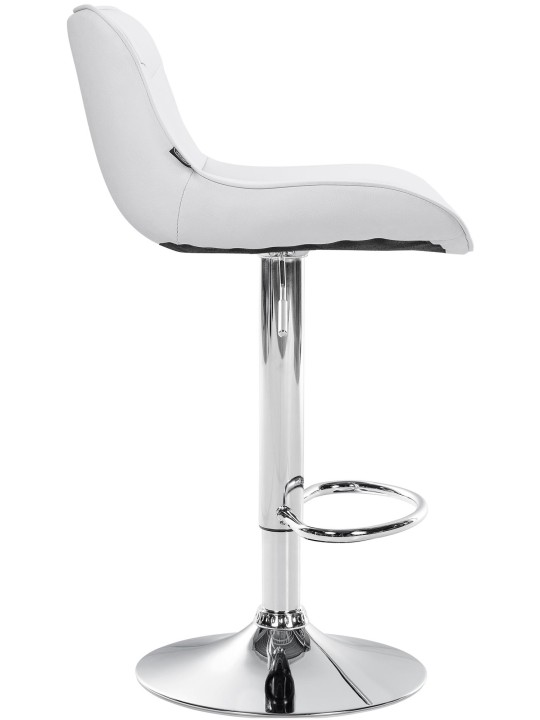 Scaun de bar Vonore imitatie piele crom, alb