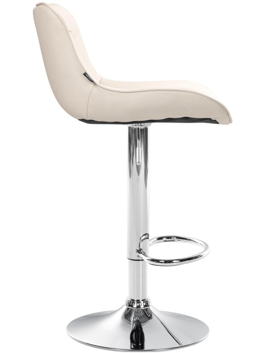 Scaun de bar Vonore imitatie piele crom, crem