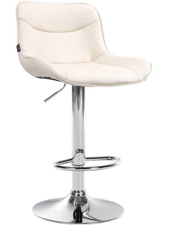 Scaun de bar Vonore imitatie piele crom, crem