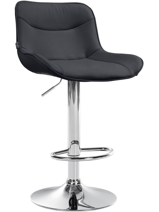 Scaun de bar Vonore imitatie piele crom, negru