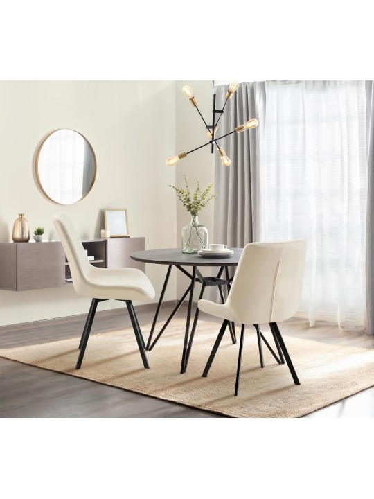 Scaun de sufragerie din catifea Lewes, crem