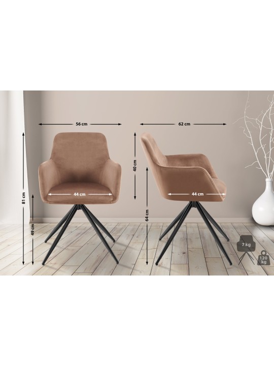 Scaun din catifea Olema, maro