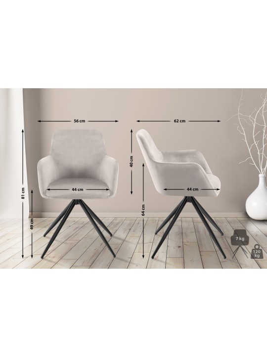 Scaun din catifea Olema, gri