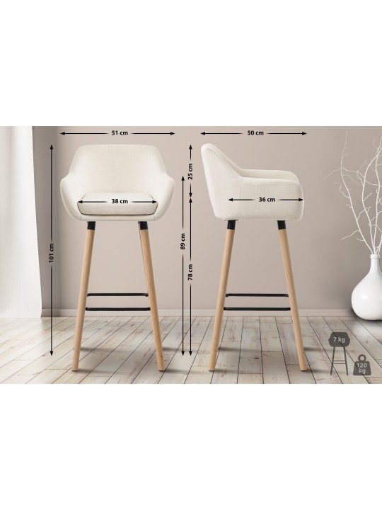 Scaun de bar Tesatura Grant, bej Scaun de bar Tesatura Grant, bej