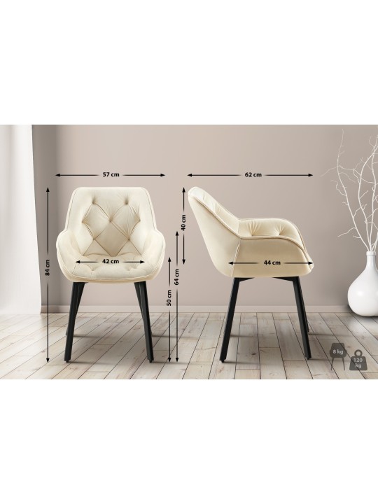 Scaun de sufragerie Antigo catifea, crem Scaun de sufragerie Antigo catifea, crem