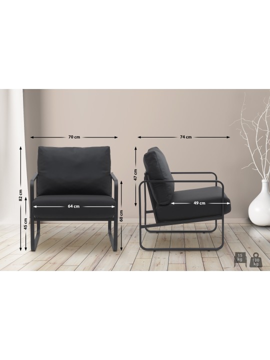 Sezlong Manea imitatie piele, negru