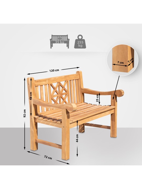 Banca din teak Florida 120 cm cu husa, tec