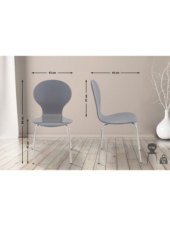 Set de 4 scaune vizitator Diego, gri