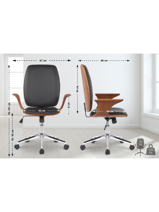 Scaun de birou Burbank imitatie piele, nuc/negru