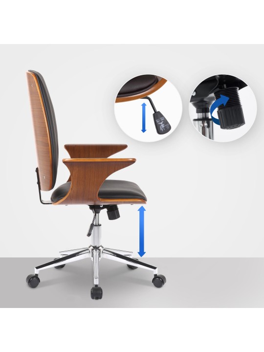 Scaun de birou Burbank imitatie piele, nuc/negru