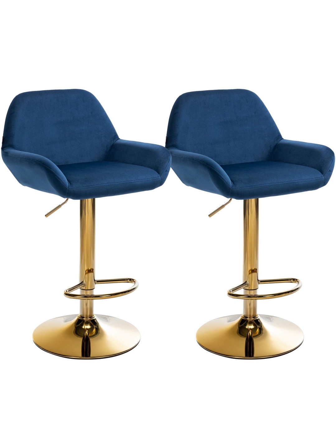 Set 2 scaune de bar Braga Gold Velvet, albastru