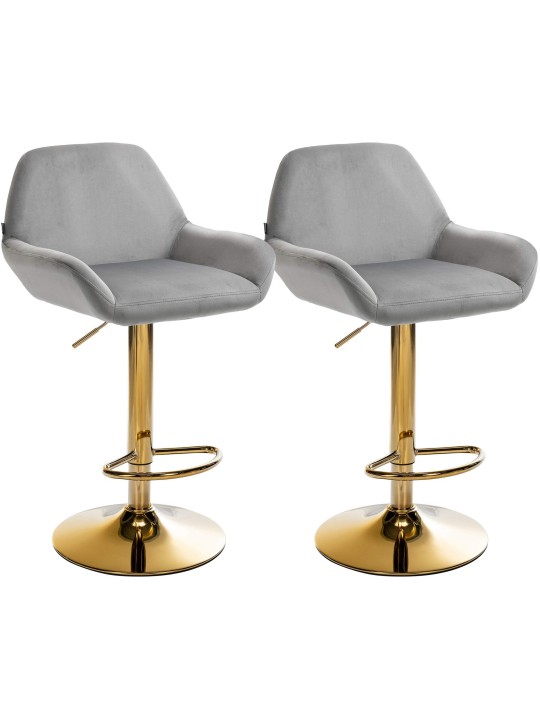 Set 2 scaune de bar Braga Gold Velvet, gri