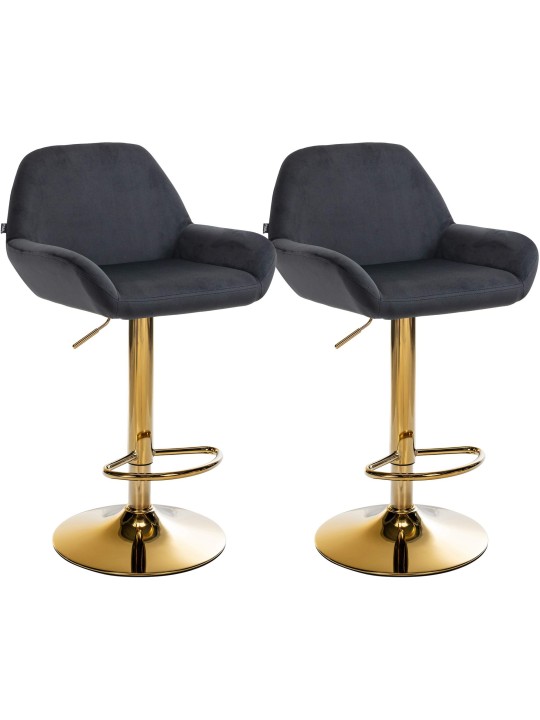 Set 2 scaune de bar Braga Gold Velvet, negru