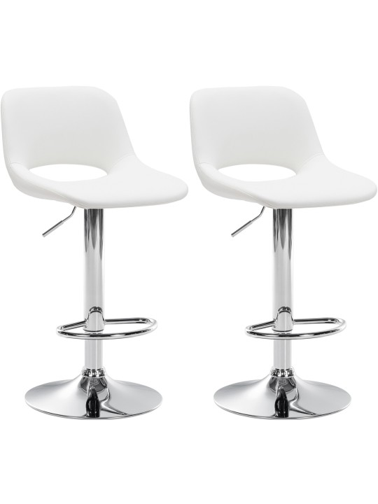 Set 2 taburete de bar Camden imitatie piele crom, alb Set 2 taburete de bar Camden imitatie piele crom, alb