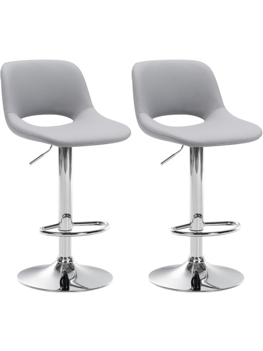 Set 2 taburete de bar Camden imitatie piele crom, gri