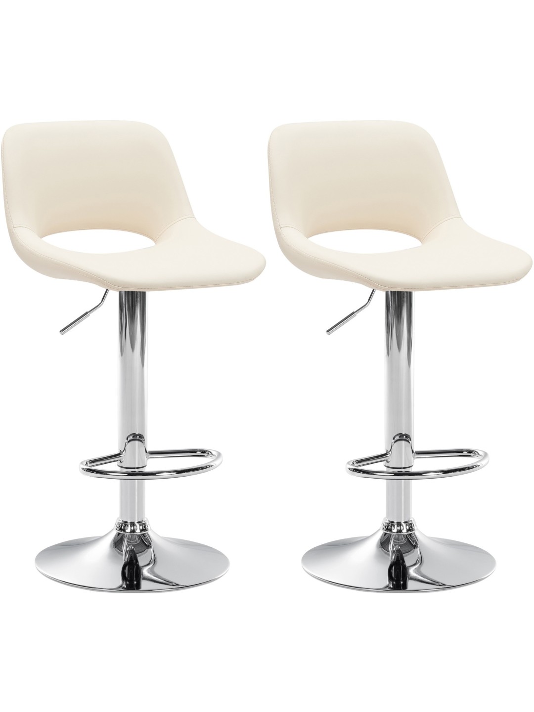 Set 2 taburete de bar Camden imitatie piele crom, crem