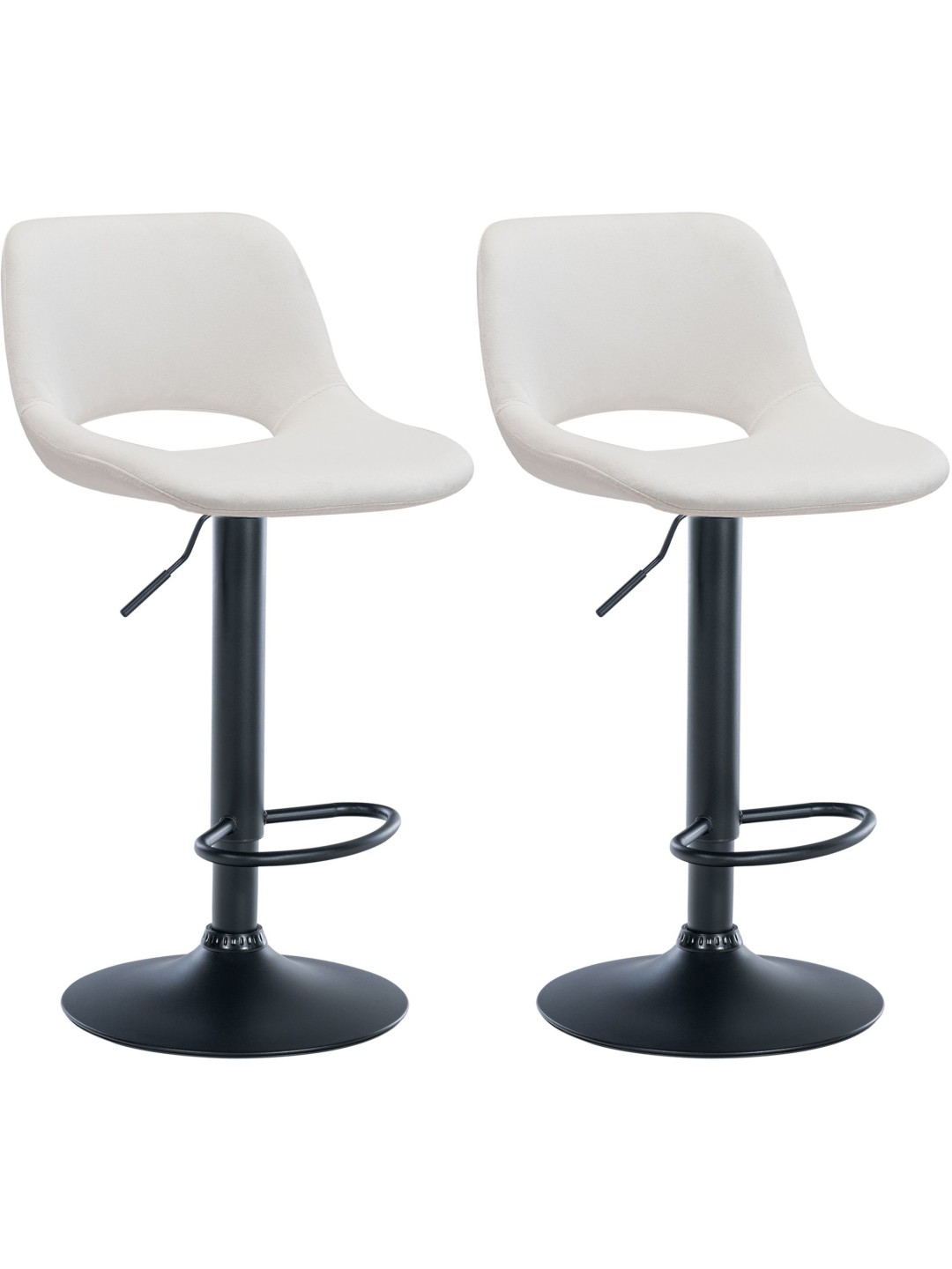 Set 2 scaune de bar Camden catifea, crem