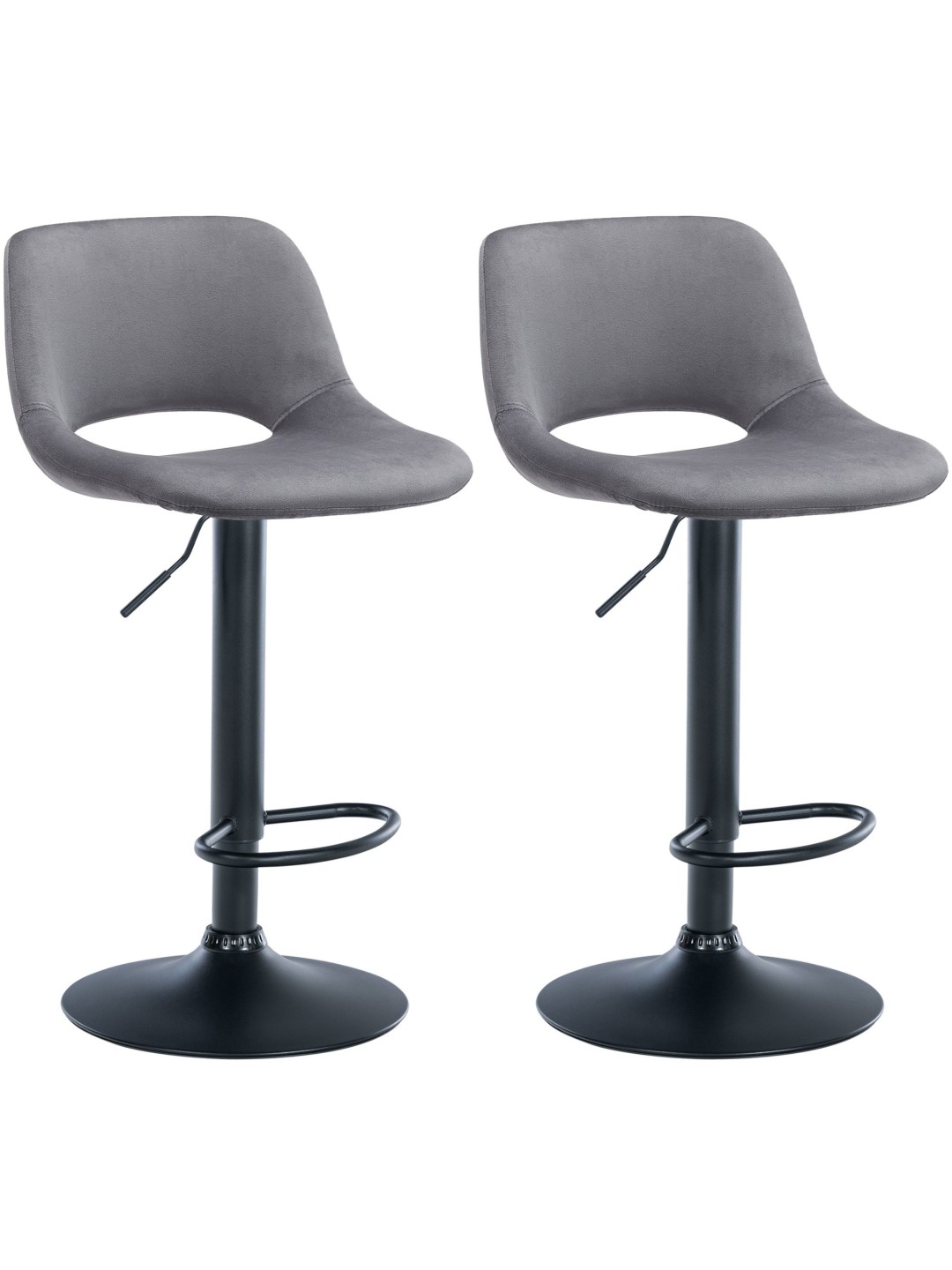 Set 2 scaune de bar Camden catifea, gri închis