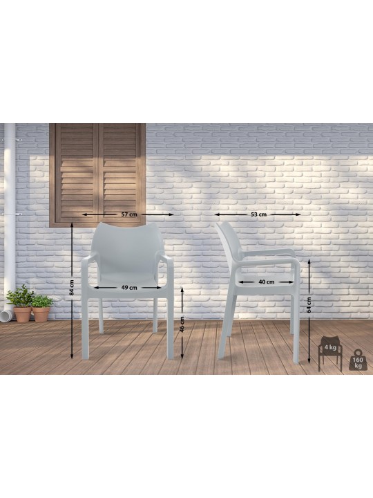 Set 4 scaune Diva, gri deschis