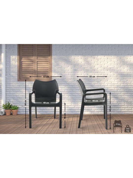 Set 4 scaune Diva, gri închis