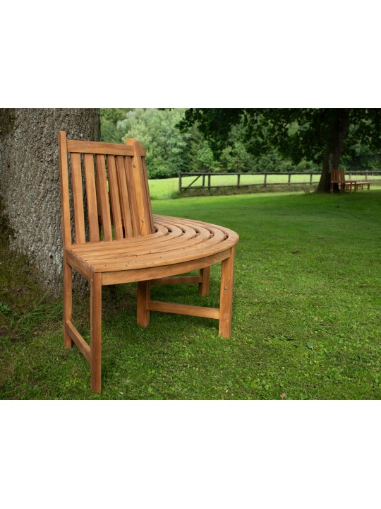 Banca de copac Masculin 206cm semicircular cu spatar, maro