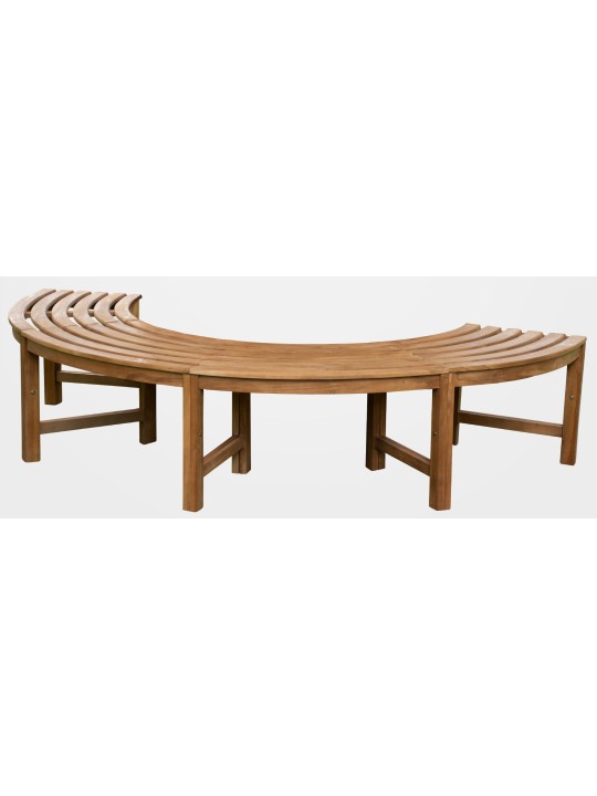 Bancă pentru copac Masculin 200 cm semicirculară FĂRĂ spătar, tec